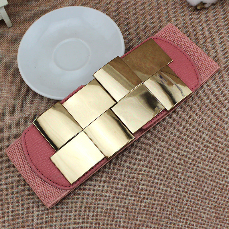 Metal Buckle Elastic Waistband Belt