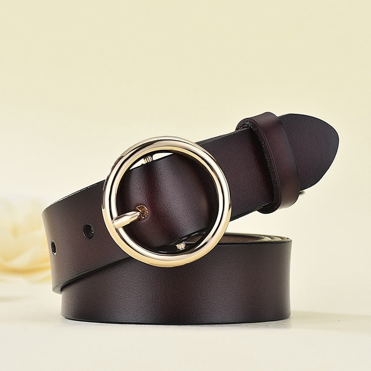 Leather Round Buckle Belt