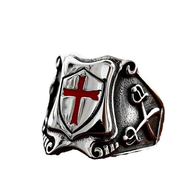 Stainless Steel Shield Cross Ring