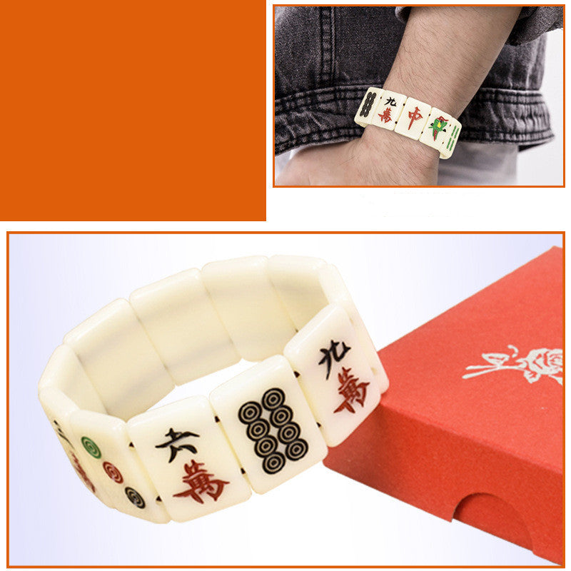 Acrylic Elastic String Mahjong Bracelet