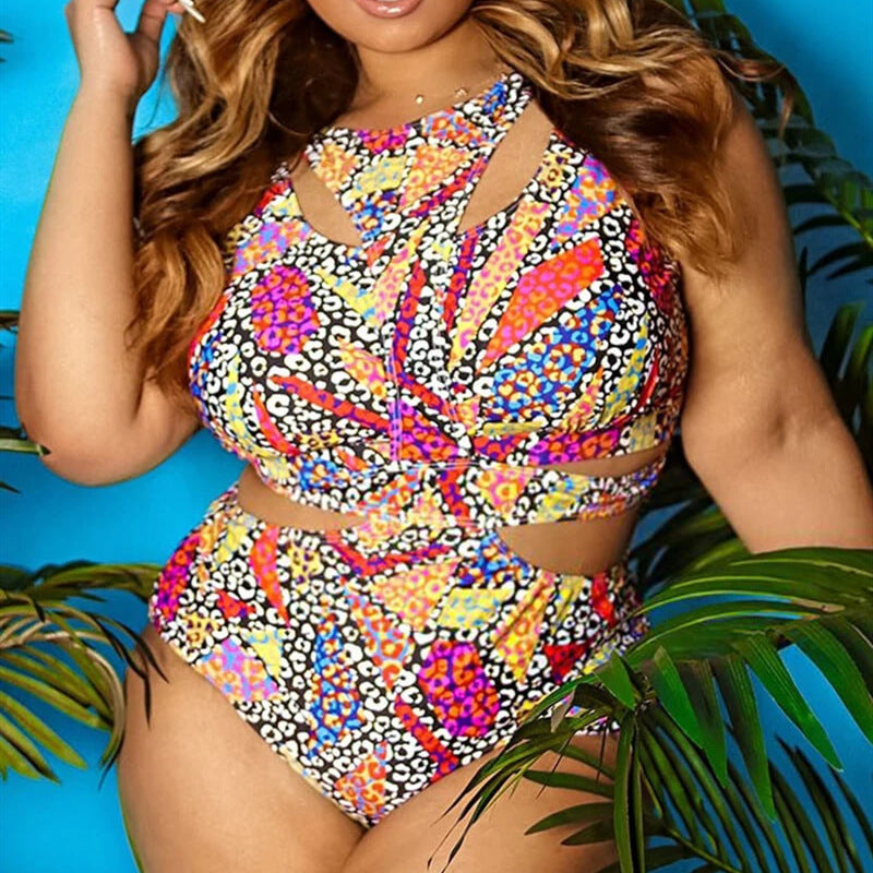 Ethnic Print Plus Size Swimsuit