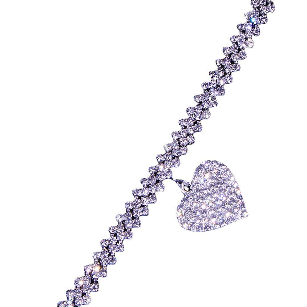 Rhinestone Heart Anklet