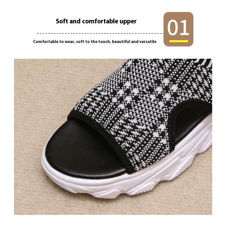 Summer Fashion Casual Woven Mid Heel Sports Platform Sandals