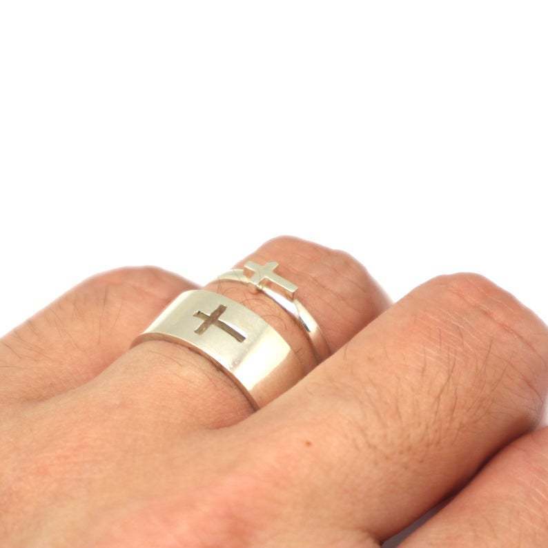 Stainless Steel Cross Couple Rings