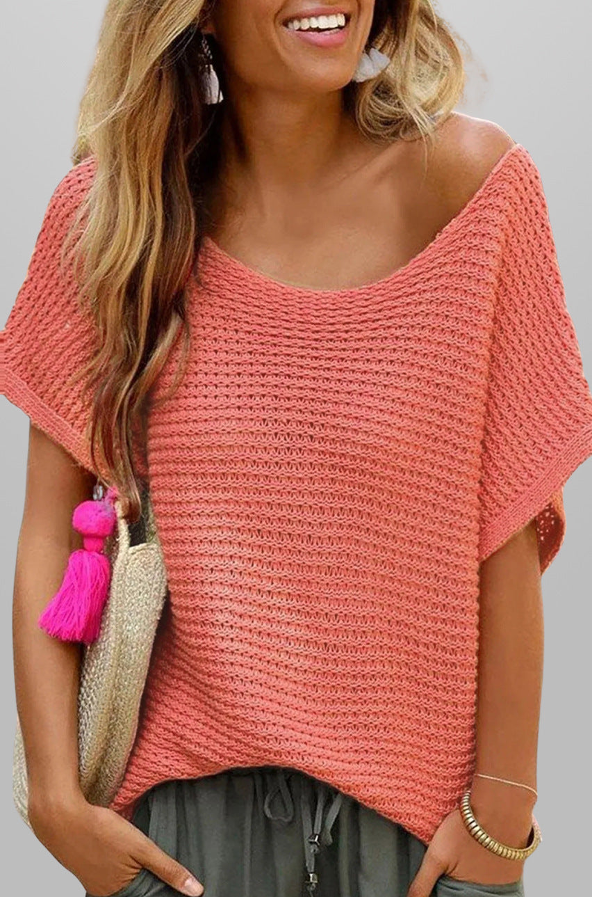 Round Neck Solid Color Sweater