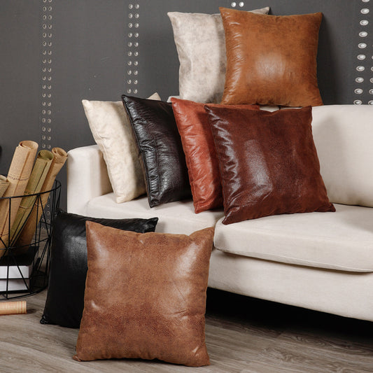 Retro Leather Sofa Pillowcase Cover