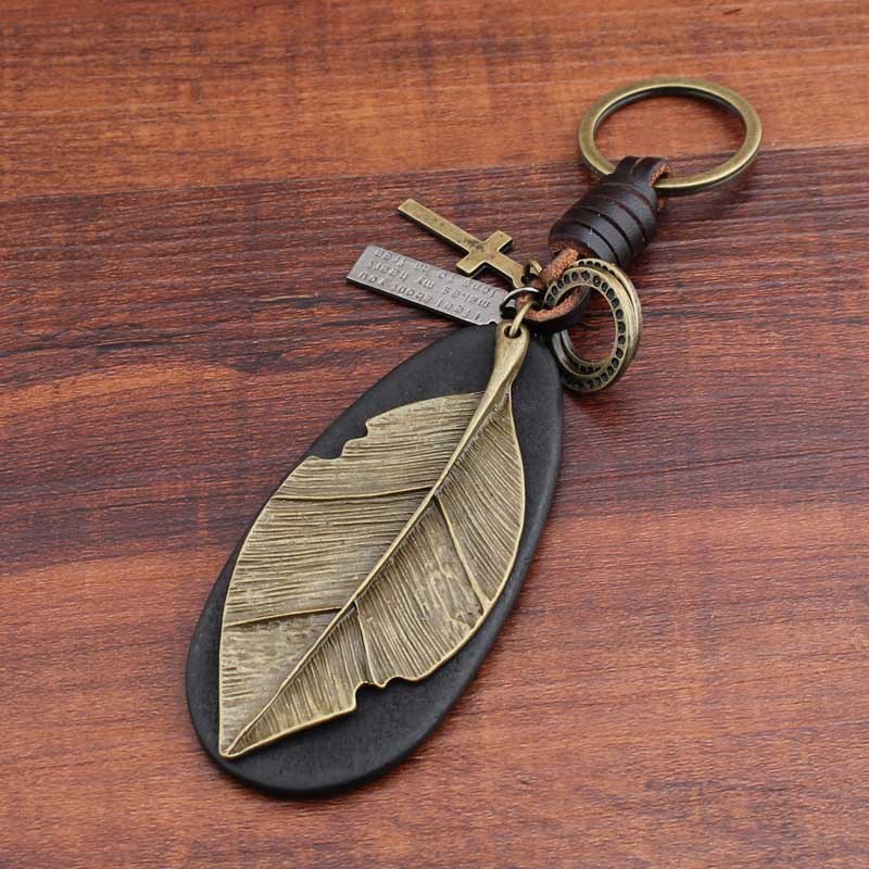 Cowhide Leaf Keychain