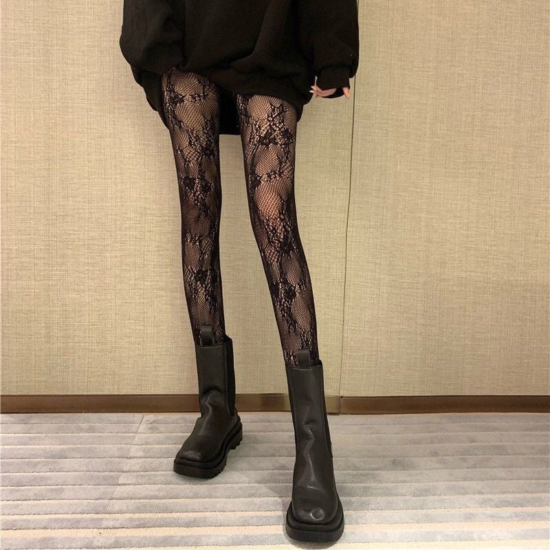 Hollow Lace Mesh Stockings