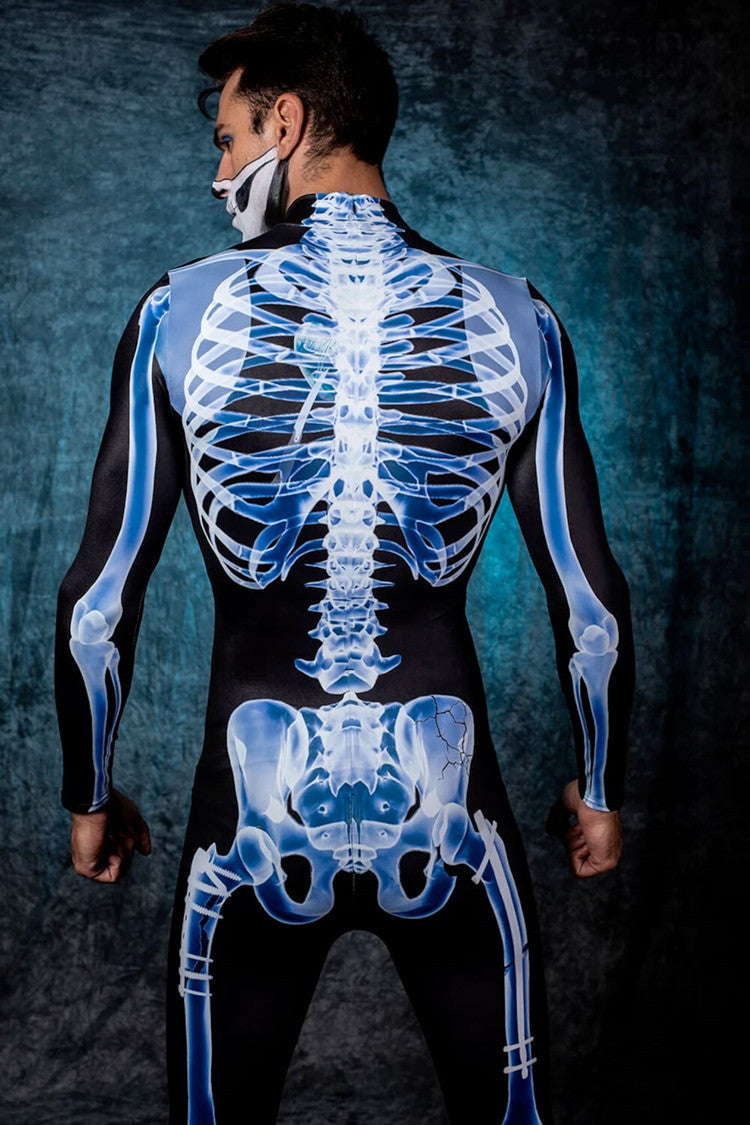 Men's Halloween 3d Horror Skeleton One-piece Suit