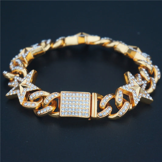 Hipster Star Cuban Link Chain Bracelet