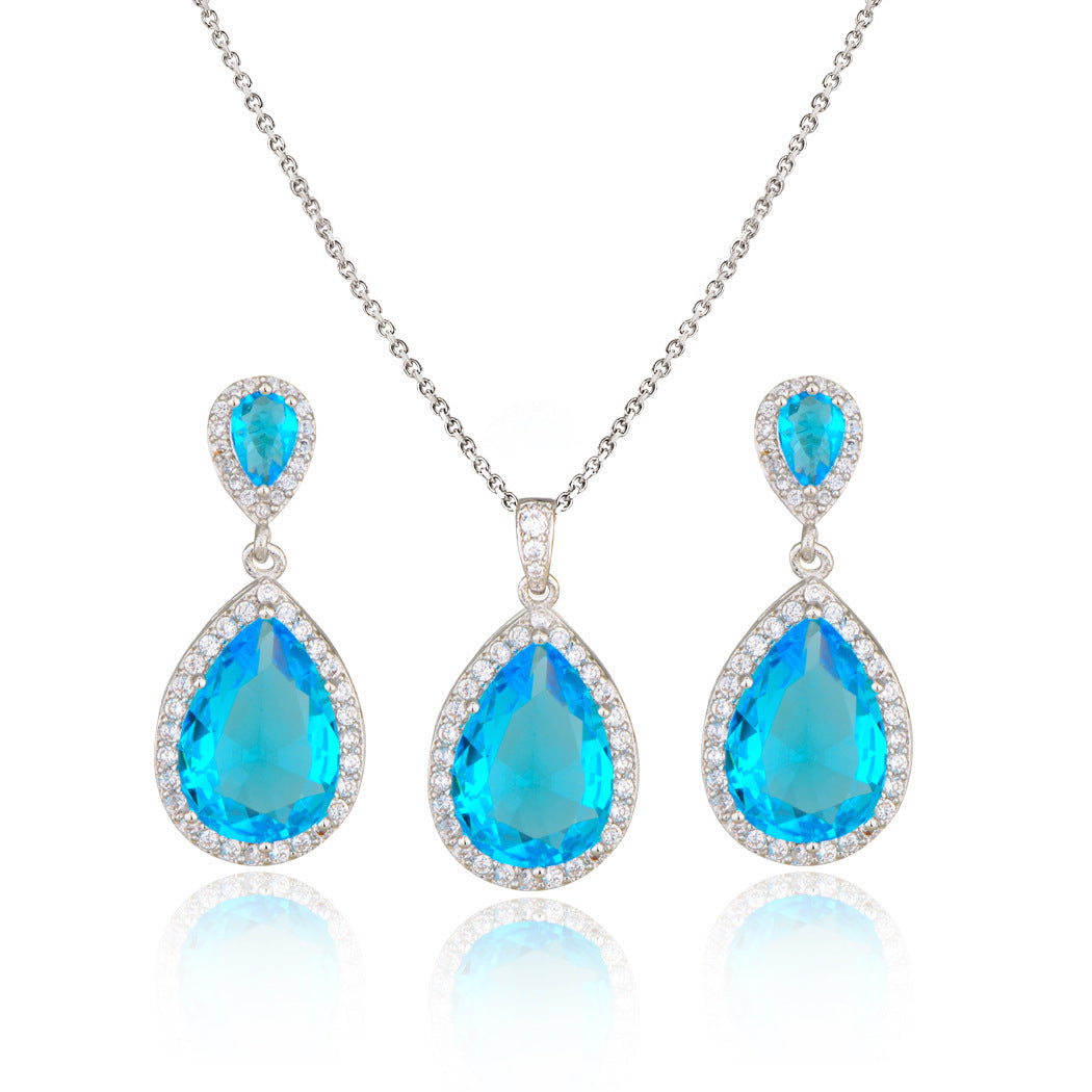 Zircon Water Drop Necklace Set