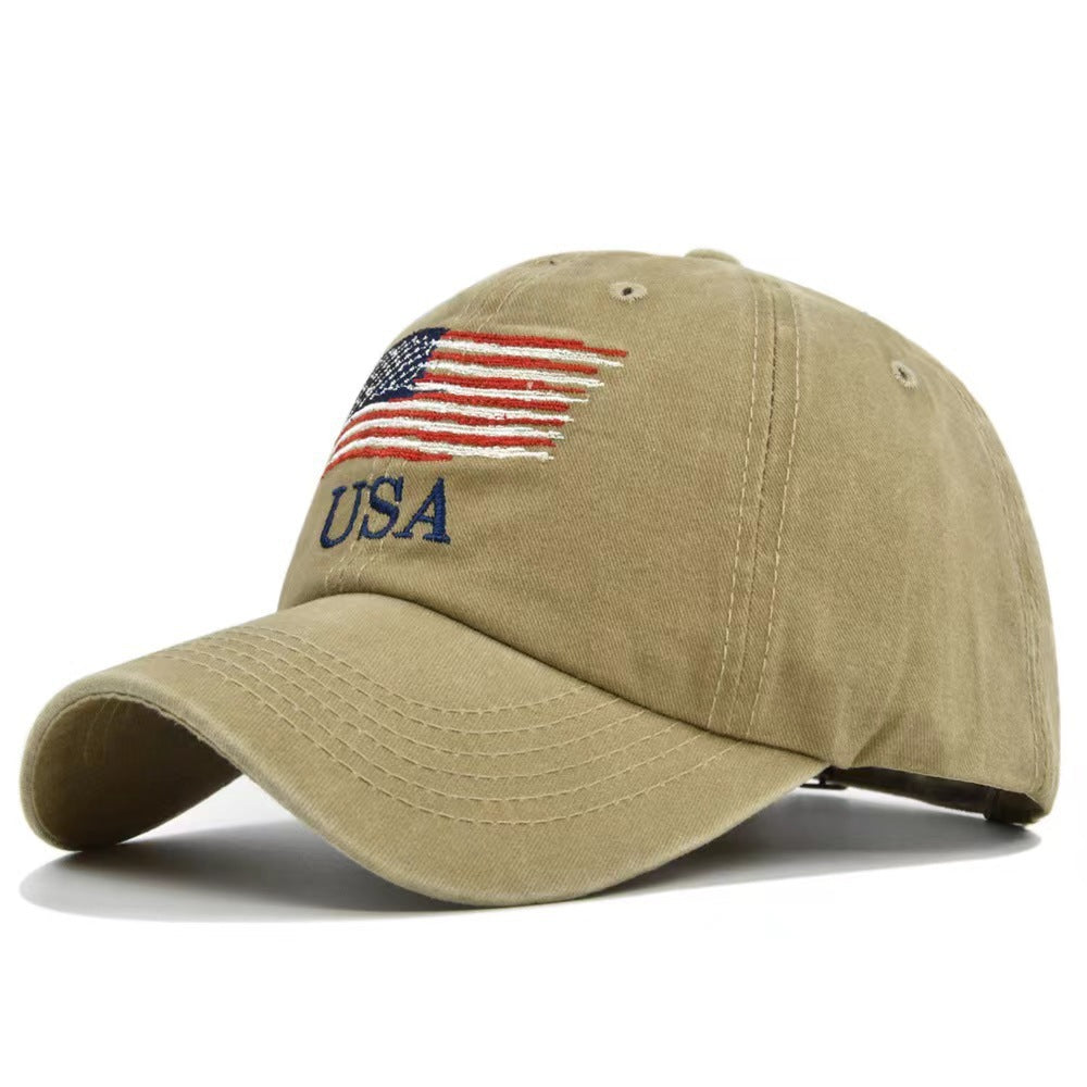 Washed Distressed USA Baseball Peaked Cap