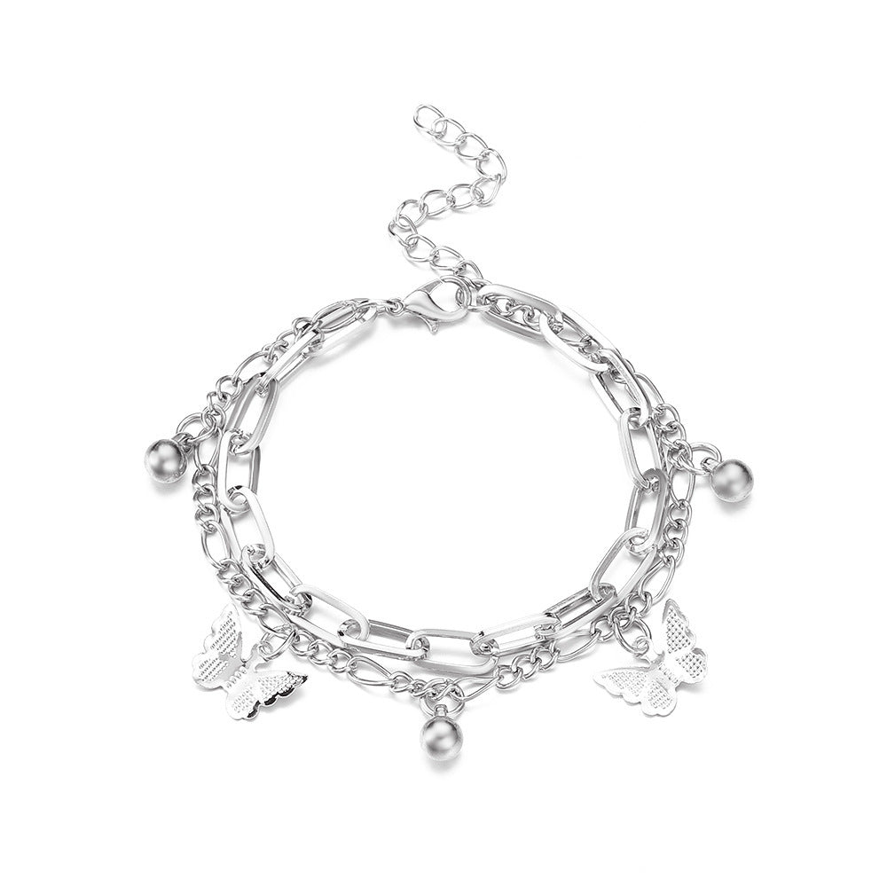 Double-layer Butterfly Beach Anklet