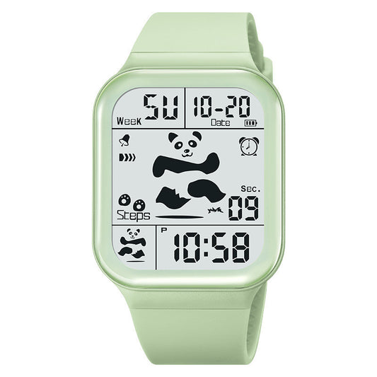 Square Polychrome Panda Waterproof Multifunctional Watch