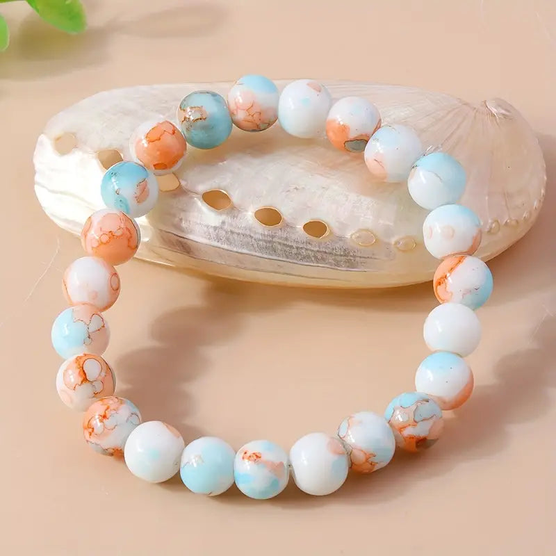 Natural Crystal Stone Beaded Bracelet.