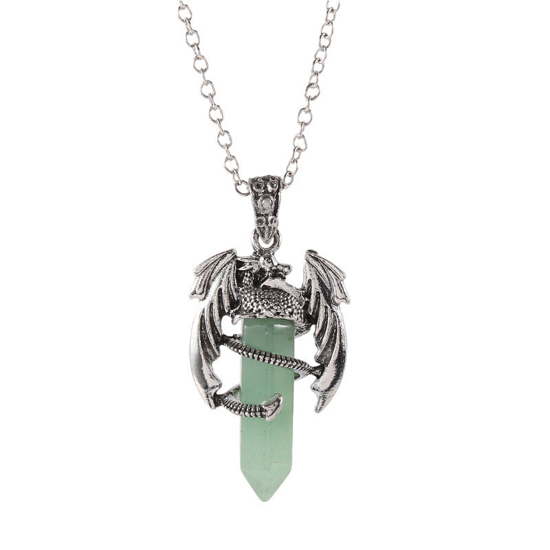 Natural Crystal Flying Dragon Pendant Necklace