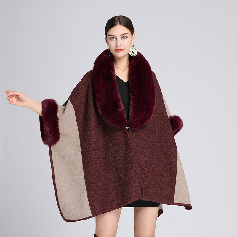 Imitation Rex Rabbit Fur Collar Cape And Shawl