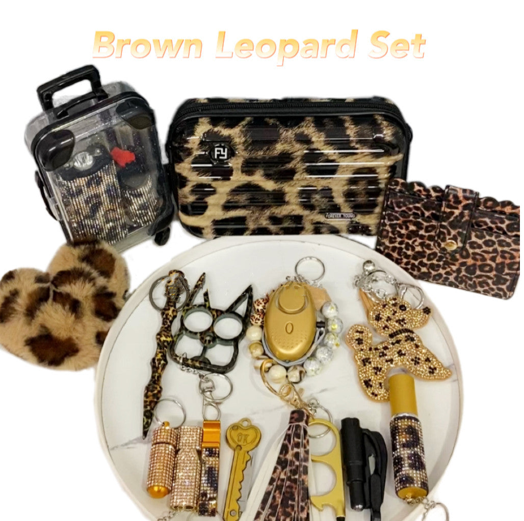 Leopard Print Self Defense Keychain Set