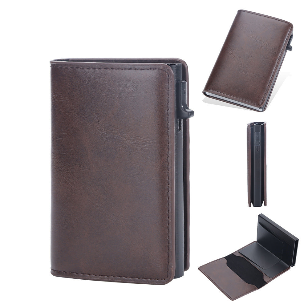 Crazy Horse Leather Anti-degaussing Card Clamp Wallet