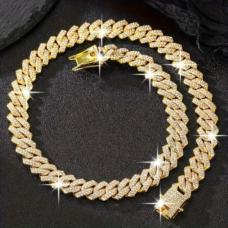 Rhinestone Cuban Chain Necklace.