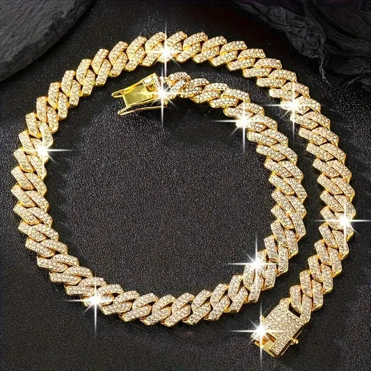 Rhinestone Cuban Chain Necklace.