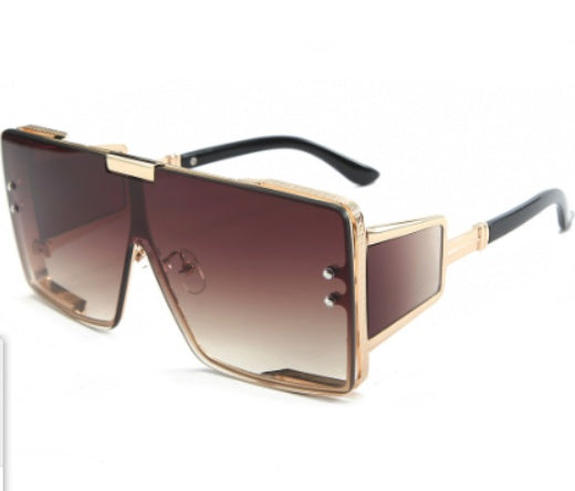 Flat-Top Retro Oversized Frame Sunglasses