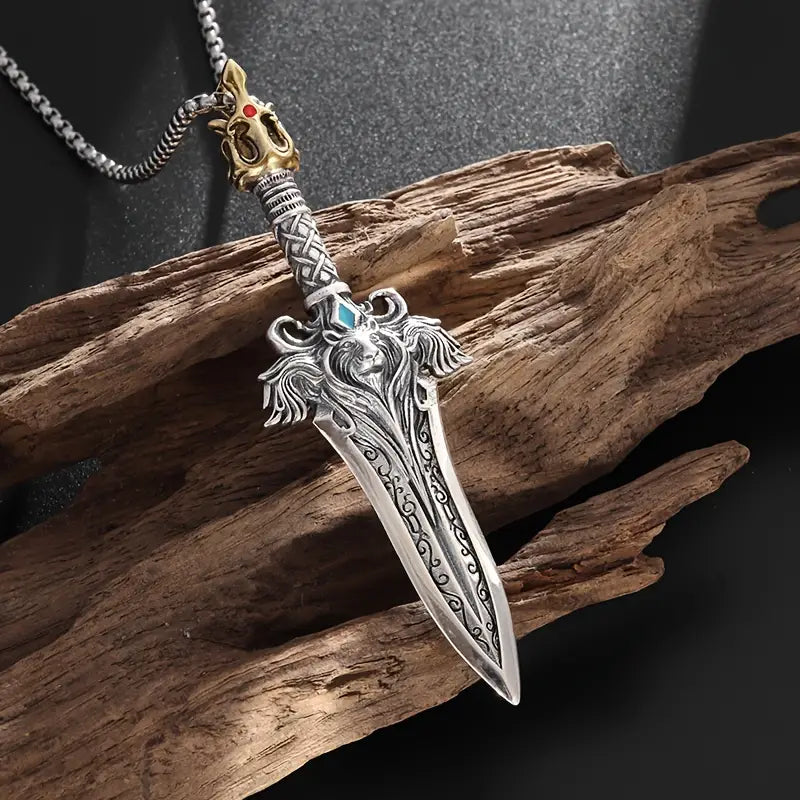 Lion's Head Crown Sword Necklace.