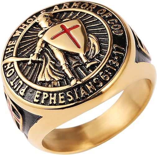 Men's Templar Shield Titanium Steel Ring