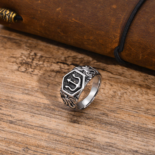 Stainless Steel Trident Ring