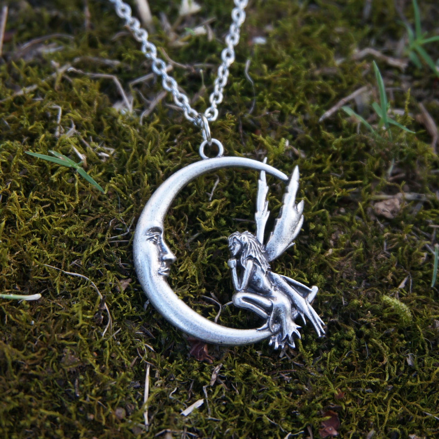 Mini Moon Elf Fairy Pendant Necklace