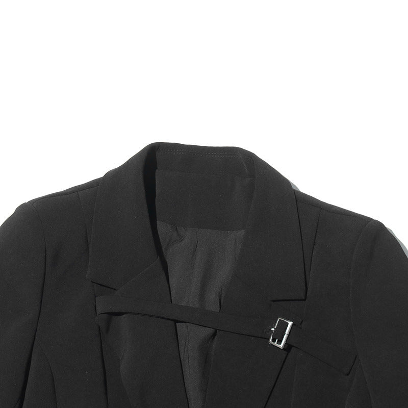 Commute Buckle Design Long Suit Jacket