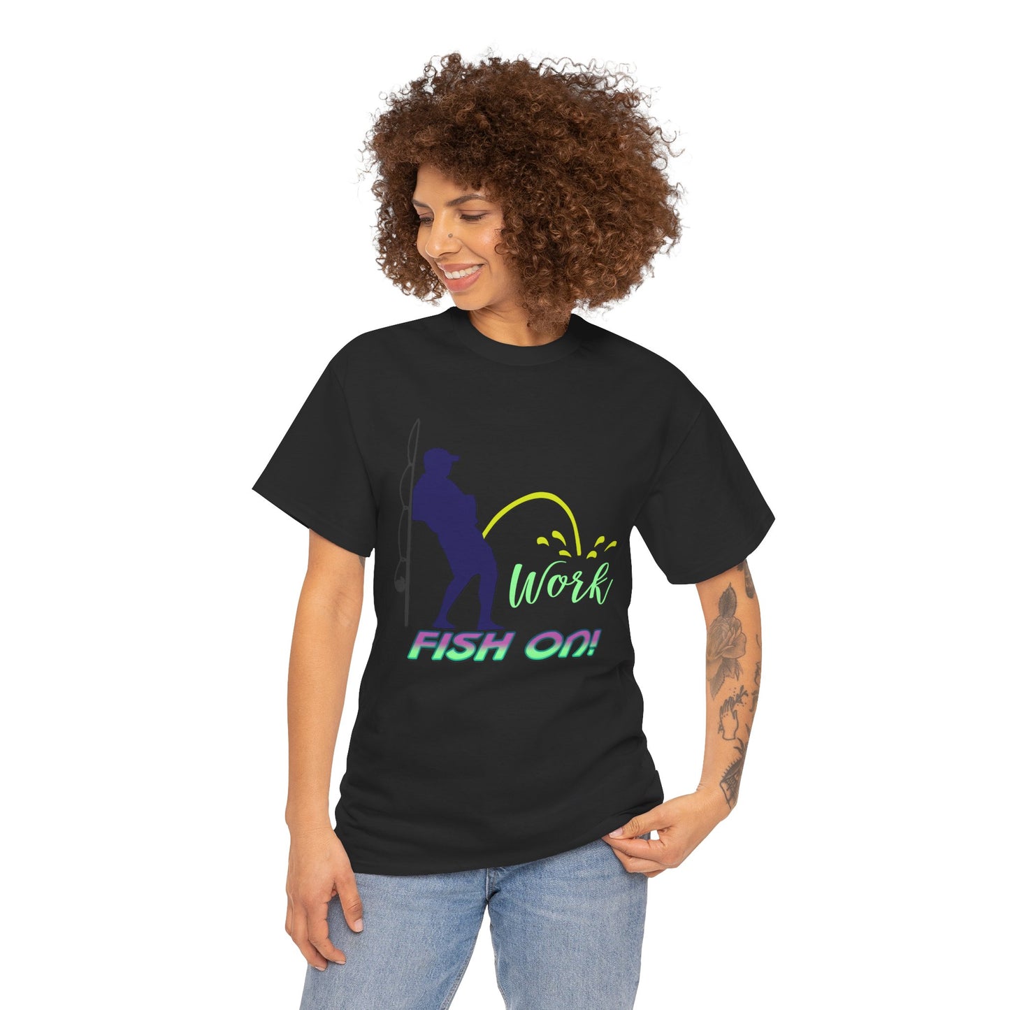 Pee on Work, Fish on, Heavy Cotton T-Shirt