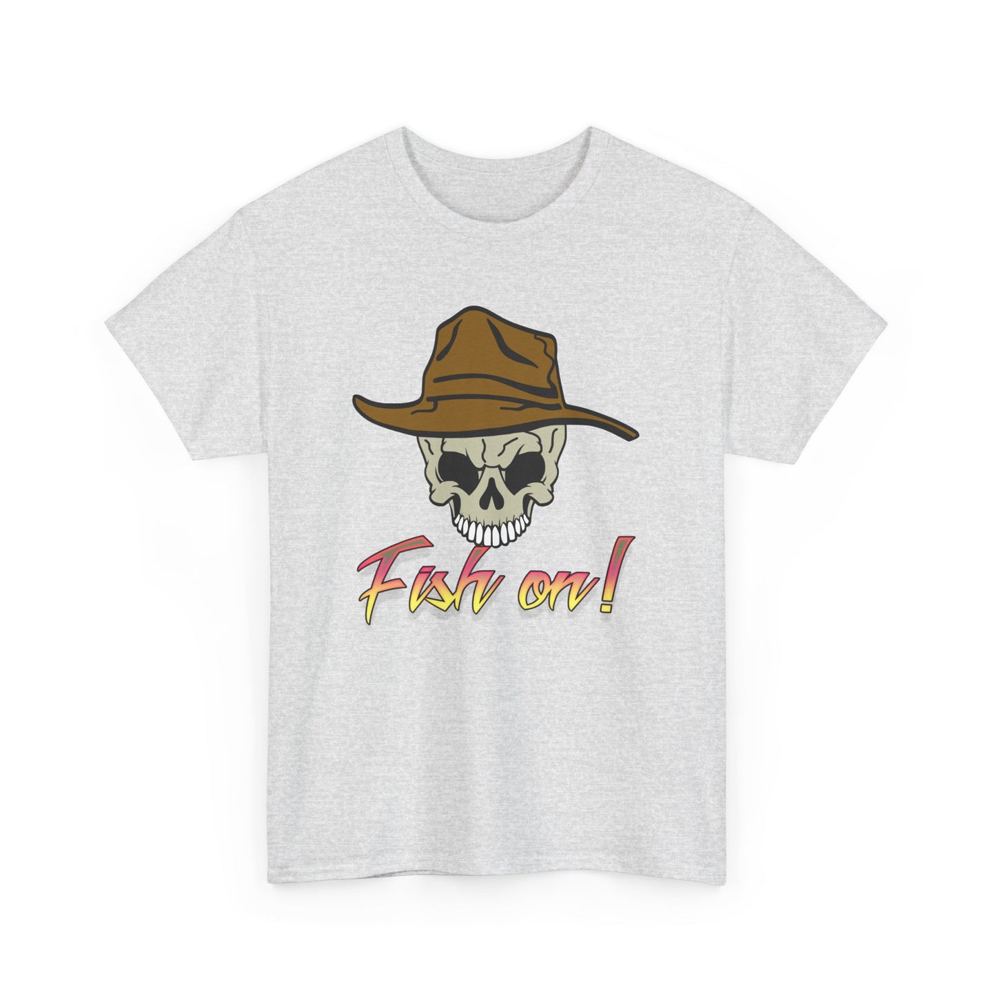 Fish on Skull. Heavy Cotton T-Shirt