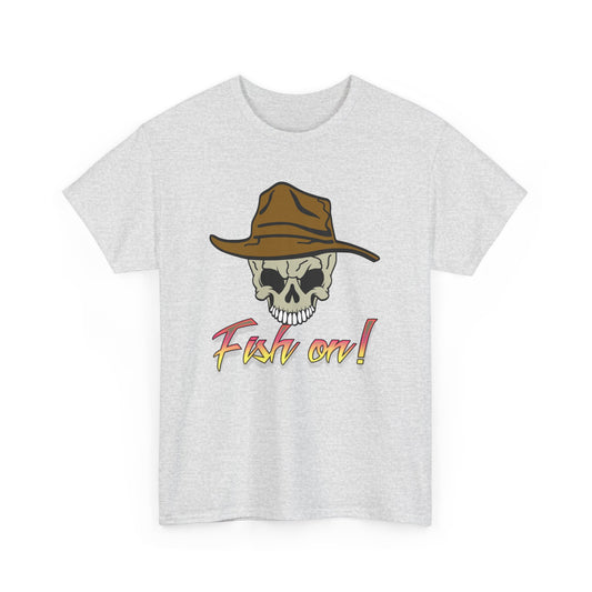 Fish on Skull. Heavy Cotton T-Shirt