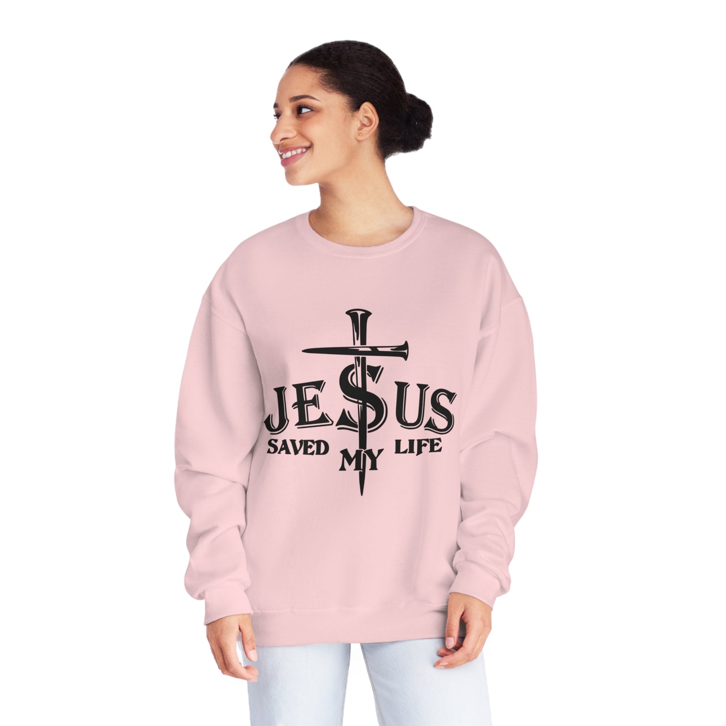 Jesus Saved My Life, Unisex NuBlend® Crewneck Sweatshirt