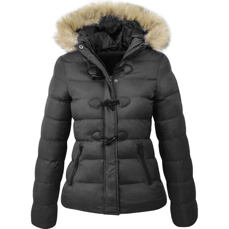 Horn buckle women's coat