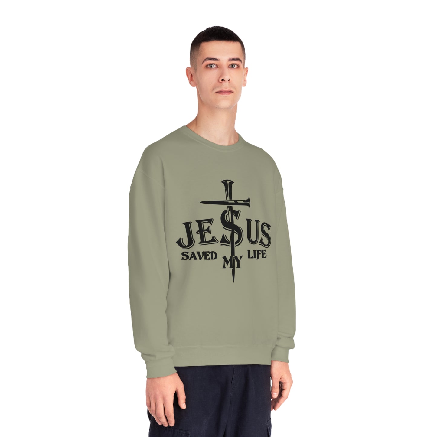 Jesus Saved My Life, Unisex NuBlend® Crewneck Sweatshirt