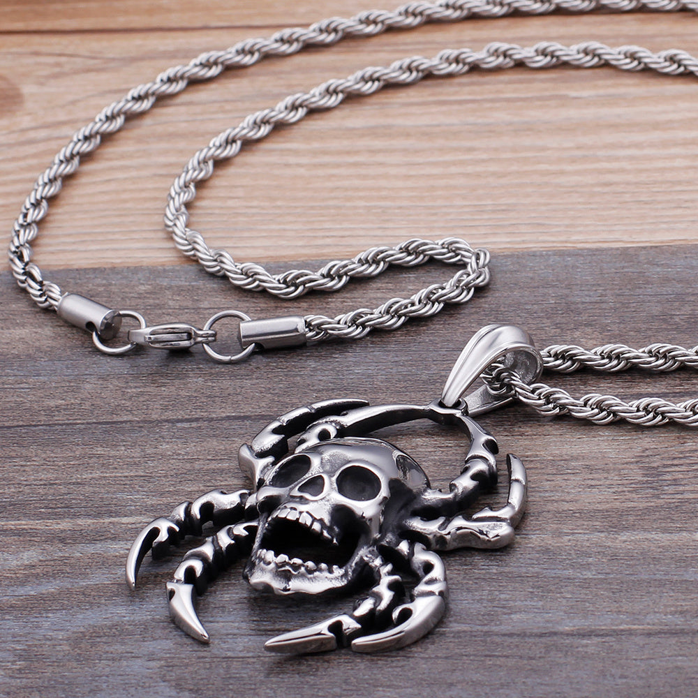 Spider Skull Pendant Necklace