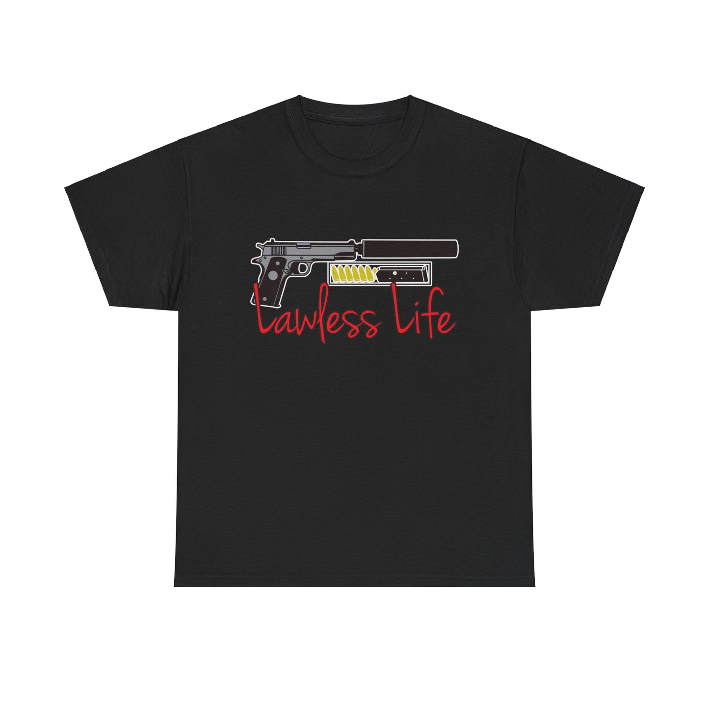 Lawless Life Silencer Pistol. Heavy Cotton T-Shirt