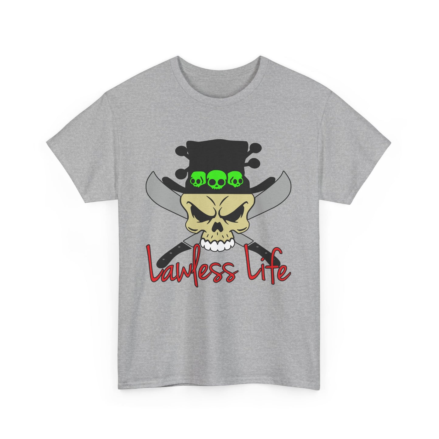 Lawless Life VooDoo Skull. Heavy Cotton T-Shirt