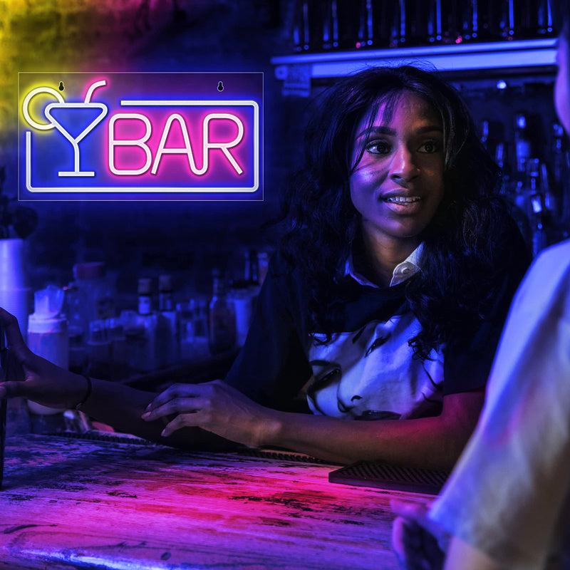 Brightly Colored Neon Bar Lights