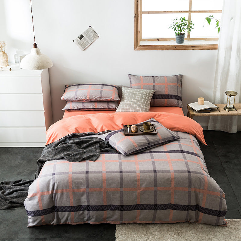 Checkered cotton bedding set