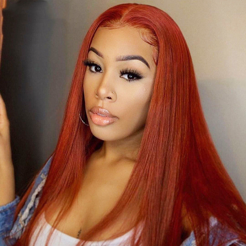 Dark Orange Straight Wig