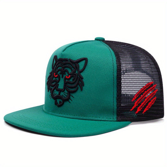 Flat Brim Tiger Head Men's Plus Size Baseball Cap