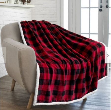 Plaid flannel wool blanket