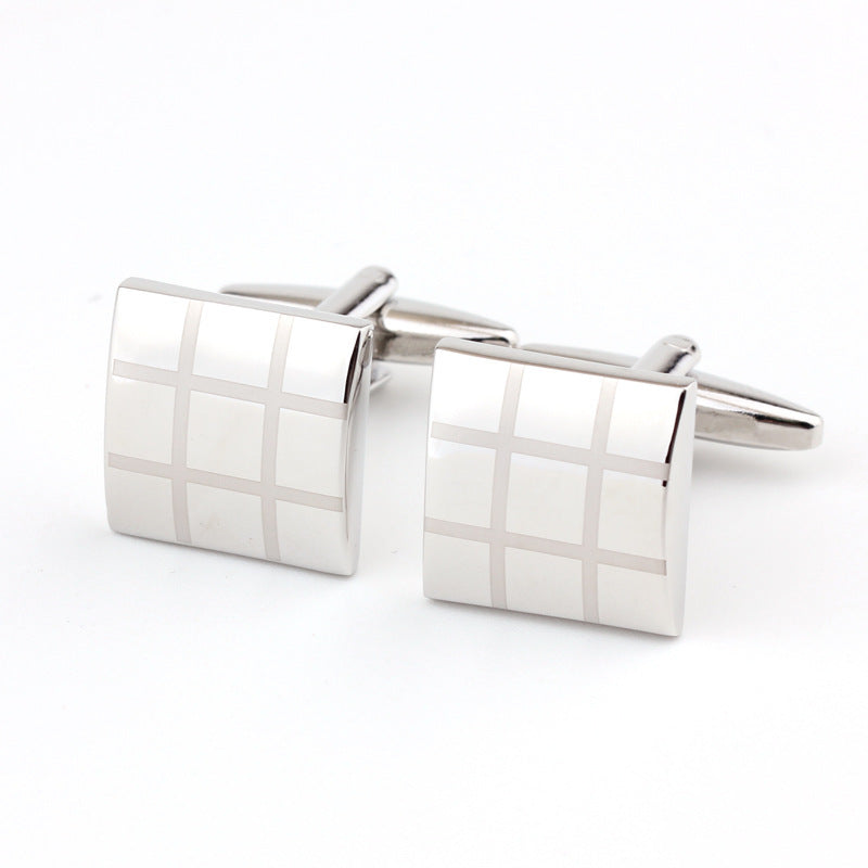 Men's Square Plaid French Cufflinks