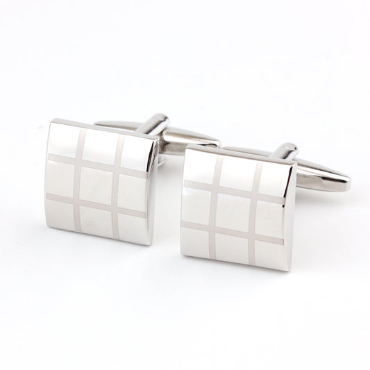 Men's Square Plaid French Cufflinks