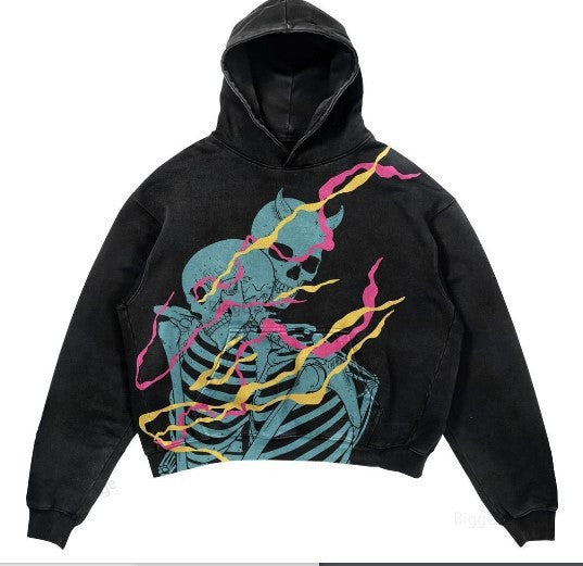 Punk Fashion Design Fleece Printed Hoodie