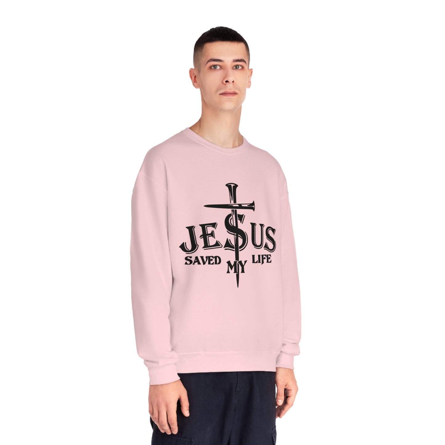 Jesus Saved My Life, Unisex NuBlend® Crewneck Sweatshirt