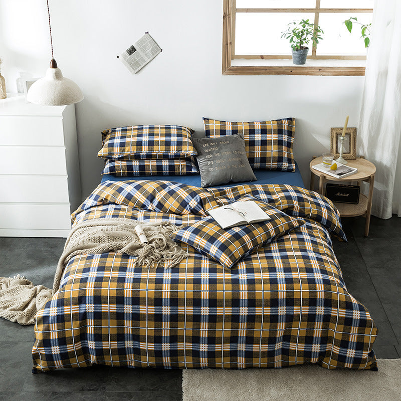 Checkered cotton bedding set